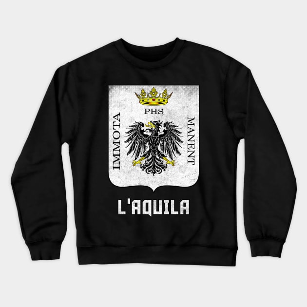 L'Aquila, Italia // Retro Faded Style Coat Of Arms Design Crewneck Sweatshirt by DankFutura